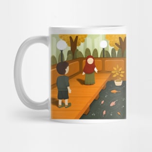 Kids on fish pond Mug